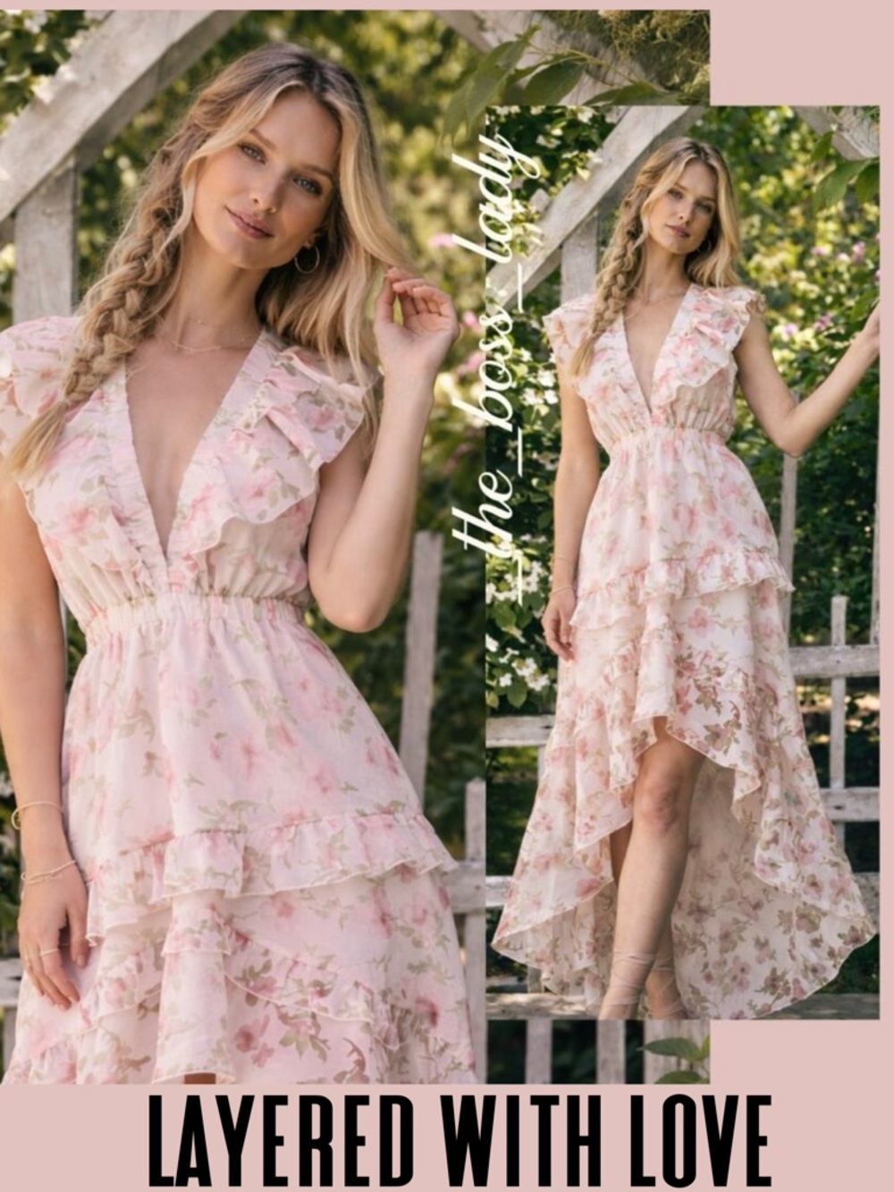 Layered with love floral maxi dress tiered high-low ruffled Small